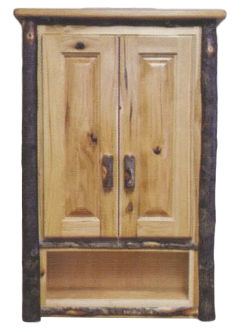 Rustic Hickory Medicine Cabinet with Open Shelf